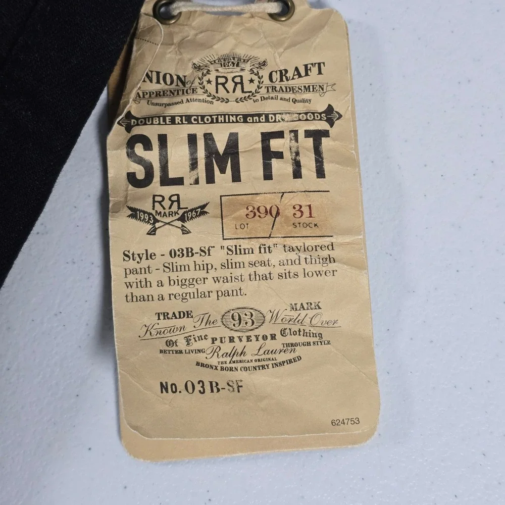 RRL Double RL Mens Slim Fit‎ Black Japan Woven Selvedge Denim Jeans 29x32 USA